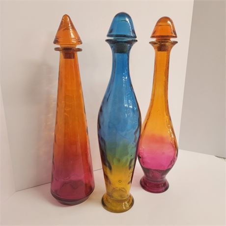 Three Large Beautiful multi color genie bottles/vases🧞‍♂️🌷