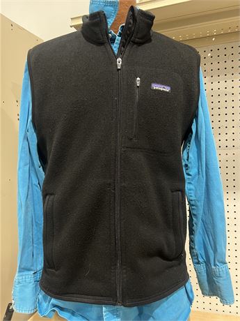 Men’s L Patagonia Better Sweater Black Fleece Front Zip Vest