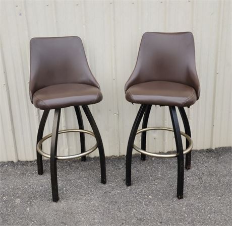 Brown Swivel Bar Stool Pair - 29" Seat Height ⬆️