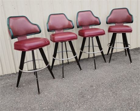 4 Red Swivel Bar Stools - 30" Seat Height ⬆️