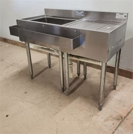 Nice Under Bar Stainless Sink/Ice Bin w/ Dry Rack Side - 42x18x33