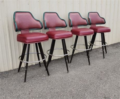 4 Red Swivel Bar Stools - 30" Seat Height ⬆️