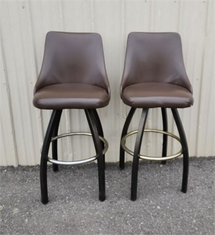 Brown Swivel Bar Stool Pair - 29" Seat Height ⬆️