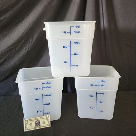 3 - 18qt. Food Safe Tubs w/ 2 Lids