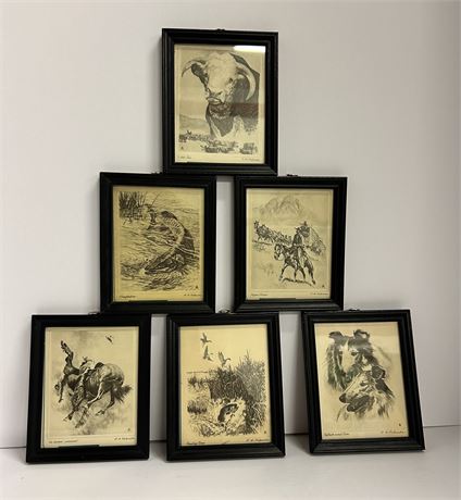 Six Small beautiful Drawings By R.H. Palenske All Six are Signed