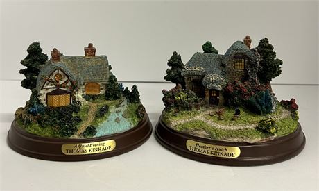 2 Thomas Kinkade painters of light cottage collection