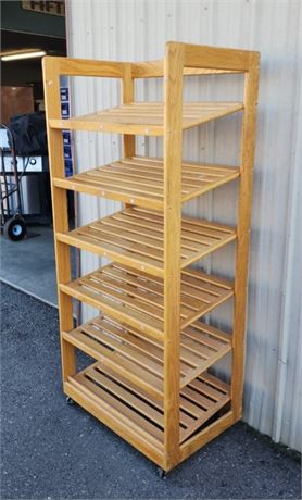 Portable Wood Bakery Retail Shelving Unit - 31x20x68