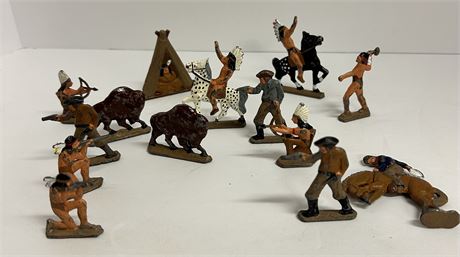 Vintage Cowboys and Indian metal small figurines