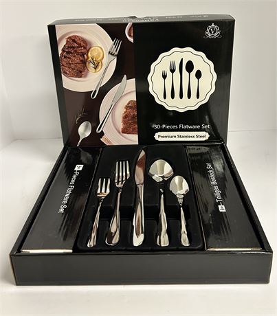 Two 30 piece flatware set premium stainless steel high-quality made by Vancasso