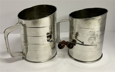 Two Vintage BroomWells measuring Sifter