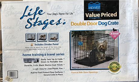 Double door dog crate extra small 22 inches