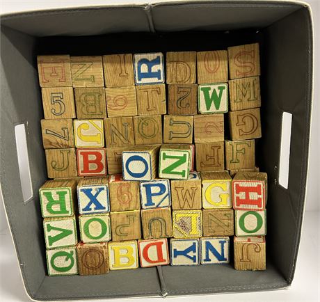 Vintage children’s playing Blocks with numbers and letters