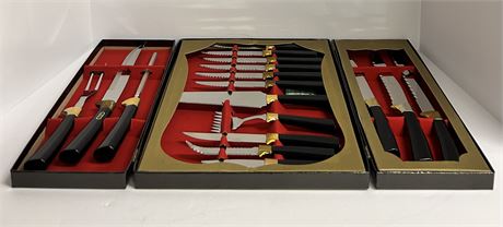 17 piece cutlery set in 24K gold trim made by Regent Sheffield