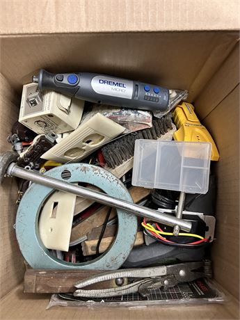 A box full of a variety of tools