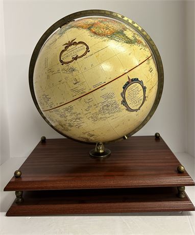 World globe on wooden stand