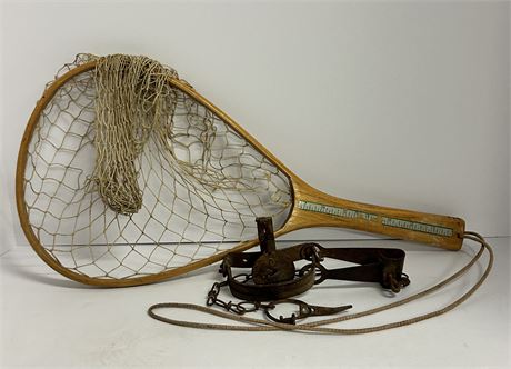 Vintage fishing, nets, and foot trap