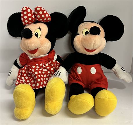 Vintage Mickey Mouse and Minnie, Mouse stuffed figures