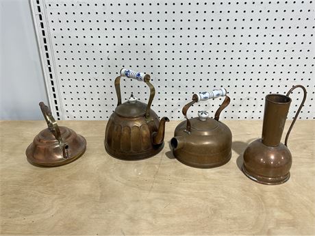 Copper Tea Kettles and Copper Ewer