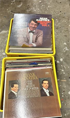 Two totes full of old records there’s Disney Frank Sinatra