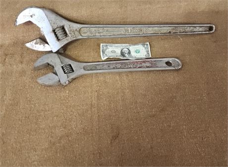 2 Large Adjustable Wrenches