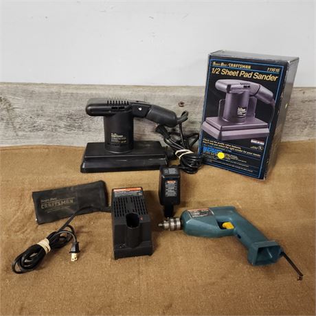 Pad Sander & Cordless Bosch Drill w/ Battery & Charger