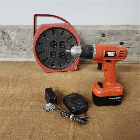 Cord Reel & Drill w/ Battery & Charger