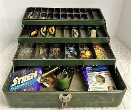 Box full of fishing items