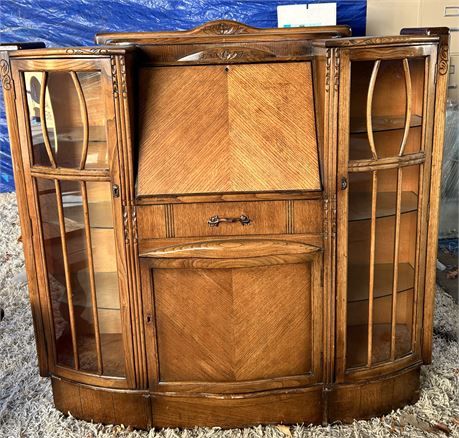 Antique Glass Cabinet Desk (48” x 12" x 45.5”)