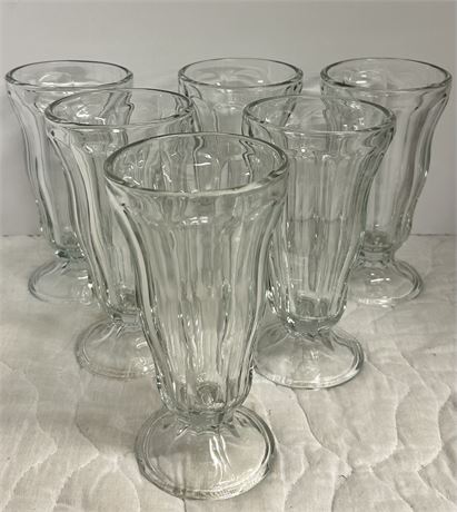 Large Glass Soda Fountain Ice Cream Sundae Cups | Set of 6