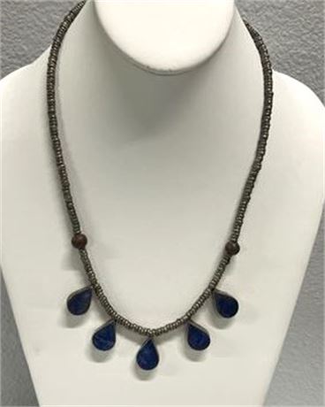 Lapis Lazuli & Sterling? Unmarked Necklace