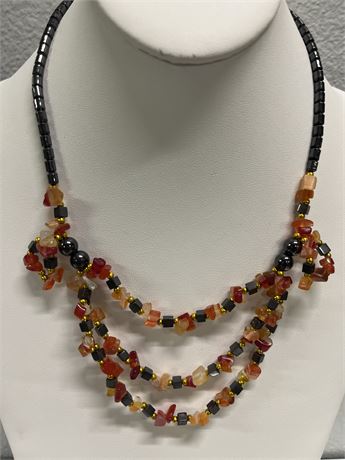 Hematite & Multi Stone Necklace