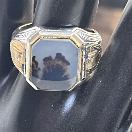 Sterling & Agate Ring - Sz 10³∕₄