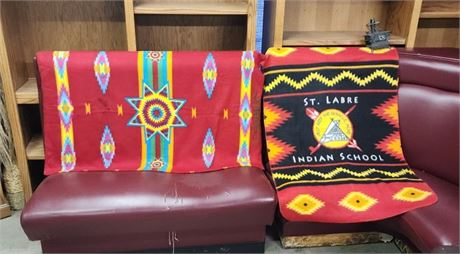 St.Labre Indian School Throw Blanket Pair 46x32