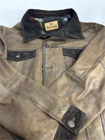 King Ranch, leather button up jacket size large