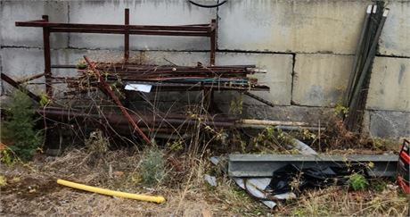 All Scrap Metal & Rack on Concrete Wall - rack (83"x34")