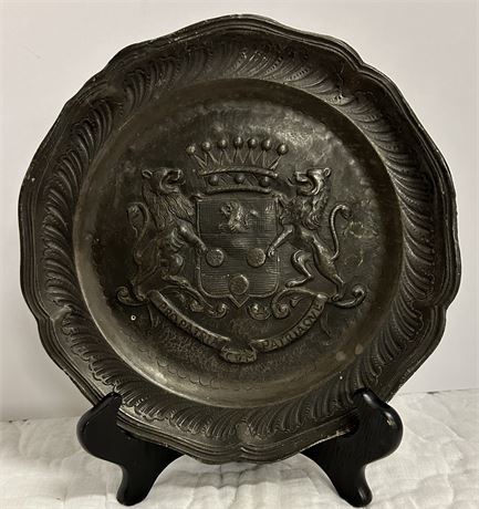 vintage Belgian military pewter plate.