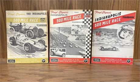 50s - 60s Vintage Clymers Indy 500 Year book Trio