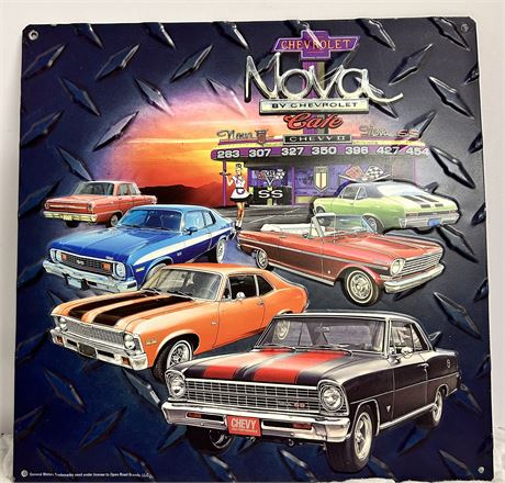 Vintage Chevy nova metal poster. GM official license product