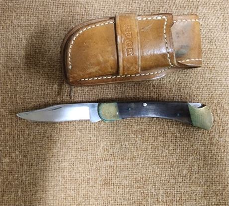 Vintage Buck Folding Knife w/ Sheath