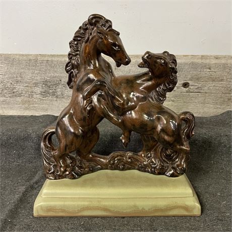 Antique Fighting Horse Sculpture