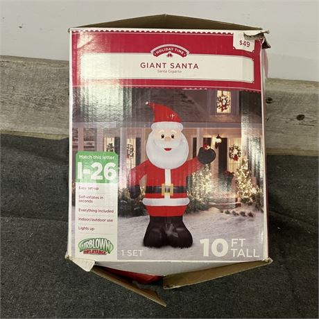 10' Tall Santa  - Tested and has 2 holes.