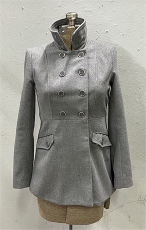 Ladies Grey Peacoat Jacket - Ladies Sz Med