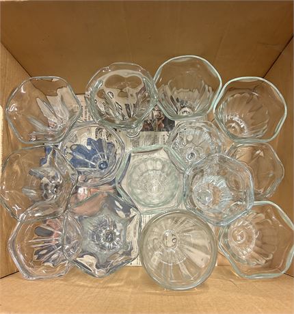 Box full of a variety Ice Cream and Sundae Glasses