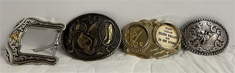 Four unique belt buckles