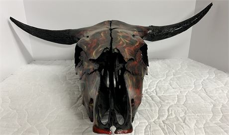 Painted cow skull