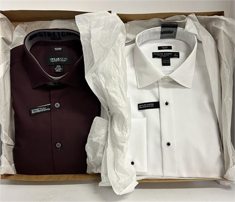 Two really nice collared Men’s Wearhouse shirts sizes are 15.5 34/35