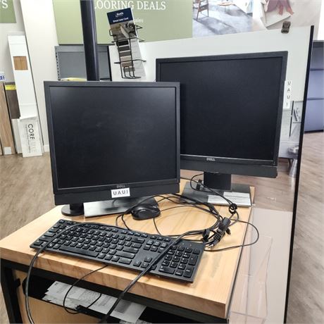 Dell Monitor Pair & Keyboard