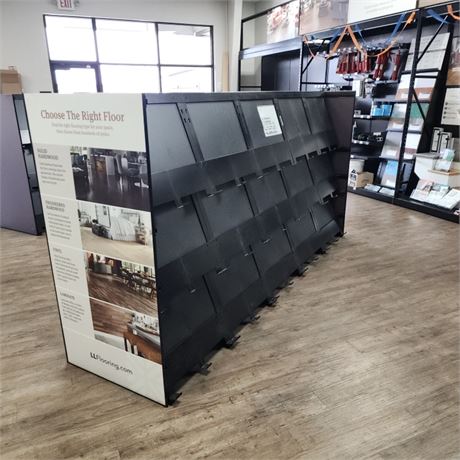 Double Sided Display Shelving Unit w/ Signage - (10'x30"x5')