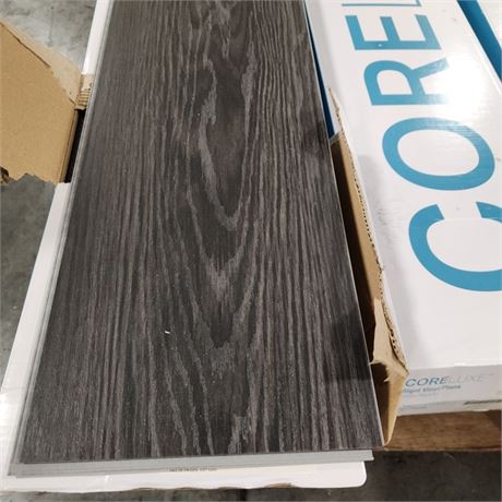 9 Boxes - Coreluxe Rigid Vinyl Plank Flooring - Obsidian Oak 5mm+Pad