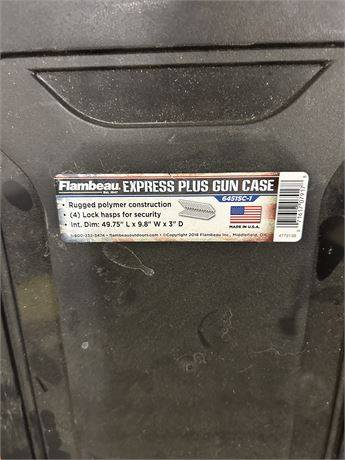 FLAMBEAU GUN CASE DIMENSIONS ARE 49.74”L X 9.8”W X 3”D